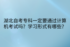 湖北自考?？埔欢ㄒㄟ^計(jì)算機(jī)考試嗎？學(xué)習(xí)形式有哪些？  