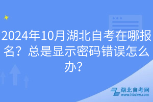 2024年10月湖北自考在哪報(bào)名？總是顯示密碼錯(cuò)誤怎么辦？