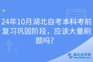 24年10月湖北自考本科考前復(fù)習(xí)鞏固階段，應(yīng)該大量刷題嗎？