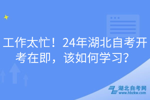 工作太忙！24年湖北自考開考在即，該如何學習？