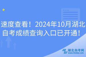 速度查看！2024年10月湖北自考成績(jī)查詢?nèi)肟谝验_通！