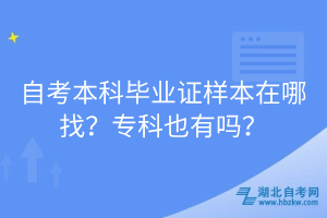 自考本科畢業(yè)證樣本在哪找？?？埔灿袉?？