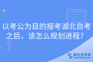 以考公為目的報考湖北自考之后，該怎么規(guī)劃進程？