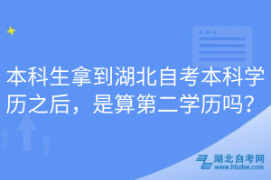 本科生拿到湖北自考本科學(xué)歷之后，是算第二學(xué)歷嗎？