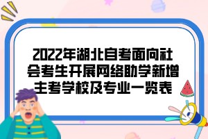 2022年湖北自考面向社會考生開展網(wǎng)絡(luò)助學(xué)新增主考學(xué)校及專業(yè)一覽表