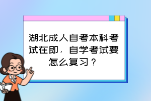 湖北成人自考本科考試在即，自學考試要怎么復習？