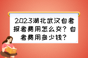 2023湖北武漢自考報考費用怎么交？自考費用多少錢？