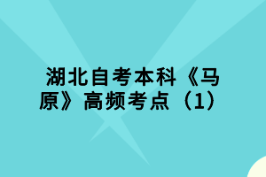 湖北自考本科《馬原》高頻考點（1）