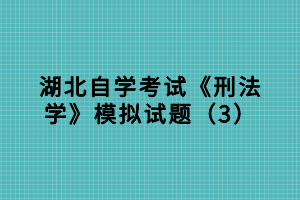 湖北自學(xué)考試《刑法學(xué)》模擬試題（3）