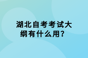 湖北自考考試大綱有什么用？