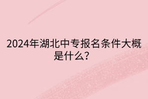 2024年湖北中專報名條件大概是什么？