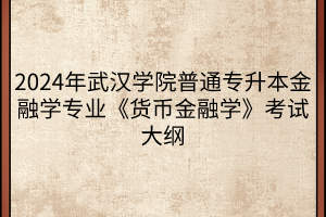 2024年武漢學(xué)院普通專升本金融學(xué)專業(yè)《貨幣金融學(xué)》考試大綱(1)