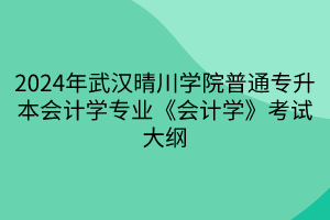 2024年武漢晴川學(xué)院普通專升本會計(jì)學(xué)專業(yè)《會計(jì)學(xué)》考試大綱(1)