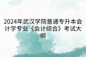 2024年武漢學(xué)院普通專升本會(huì)計(jì)學(xué)專業(yè)《會(huì)計(jì)綜合》考試大綱(1)