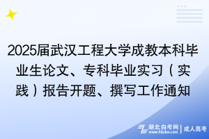 2025屆武漢工程大學(xué)成教本科畢業(yè)生論文、?？飘厴I(yè)實(shí)習(xí)（實(shí)踐）報(bào)告開題、撰寫工作通知