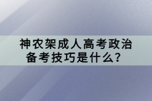 神農(nóng)架成人高考政治備考技巧是什么？