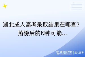 湖北成人高考錄取結(jié)果在哪查？落榜后的N種可能...