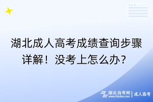 湖北成人高考成績(jī)查詢步驟詳解！沒(méi)考上怎么辦？