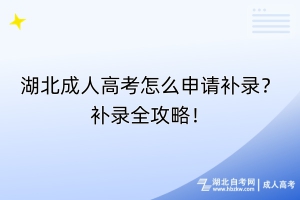 湖北成人高考怎么申請補錄？補錄全攻略！