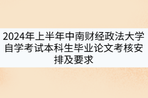 2024年上半年中南財經(jīng)政法大學(xué)自學(xué)考試本科生畢業(yè)論文考核安排及要求