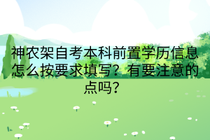 神農(nóng)架自考本科前置學歷信息怎么按要求填寫？有要注意的點嗎？