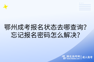 鄂州成考報(bào)名狀態(tài)去哪查詢？忘記報(bào)名密碼怎么解決？