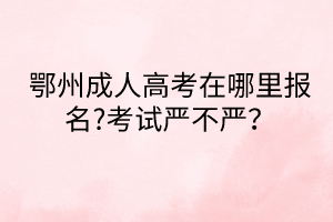 鄂州成人高考在哪里報(bào)名?考試嚴(yán)不嚴(yán)？