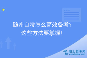 隨州自考怎么高效備考？ 這些方法要掌握！ ?