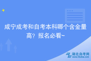 咸寧自考和成考本科哪個含金量高？報名必看~