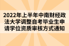 2022年上半年中南財(cái)經(jīng)政法大學(xué)調(diào)整自考畢業(yè)生申請學(xué)位資質(zhì)審核方式通知