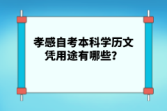 孝感自考本科學(xué)歷文憑用途有哪些？